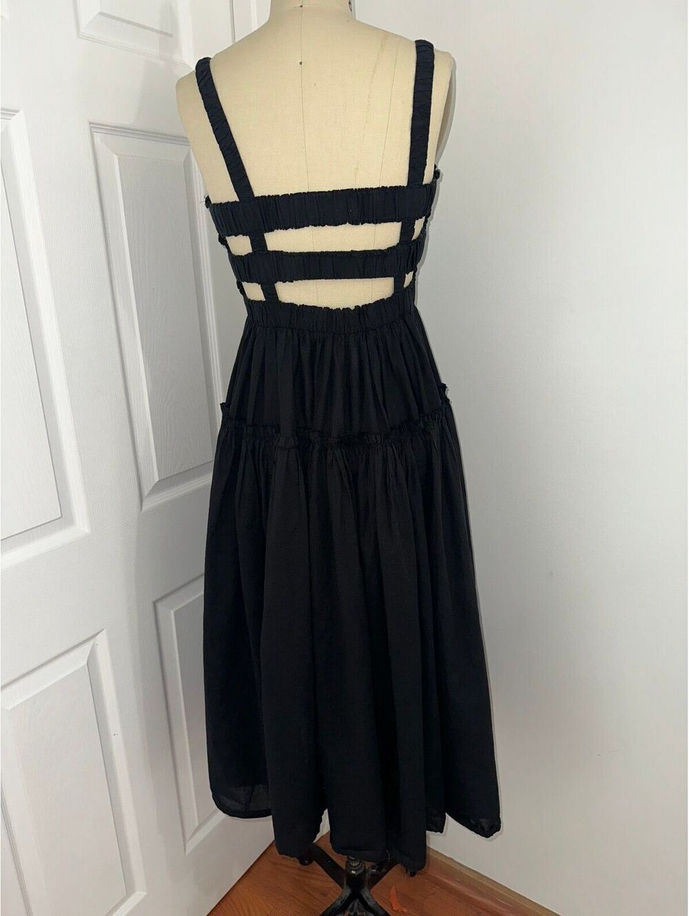 H&M LBD Black Full Ruffle Y2K A-Line Strappy Back 10